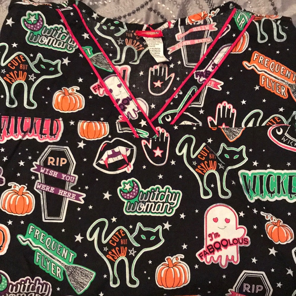 Halloween scrub top